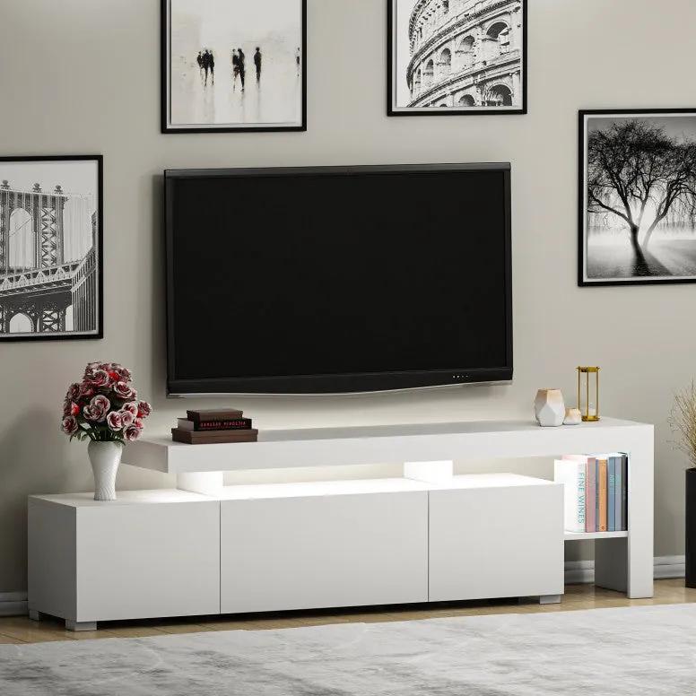 Comoda TV cu Led Beliz, Alb - Antracit - Nuc, 192 x 53 x 37 cm