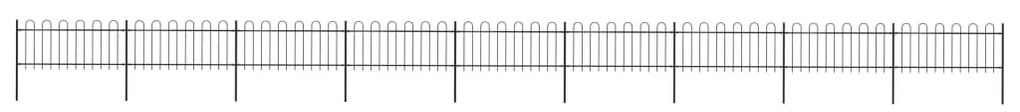 Gard de gradina cu varf curbat, negru, 15,3 x 0,8 m, otel 1, 0.8 m, 15.3 m