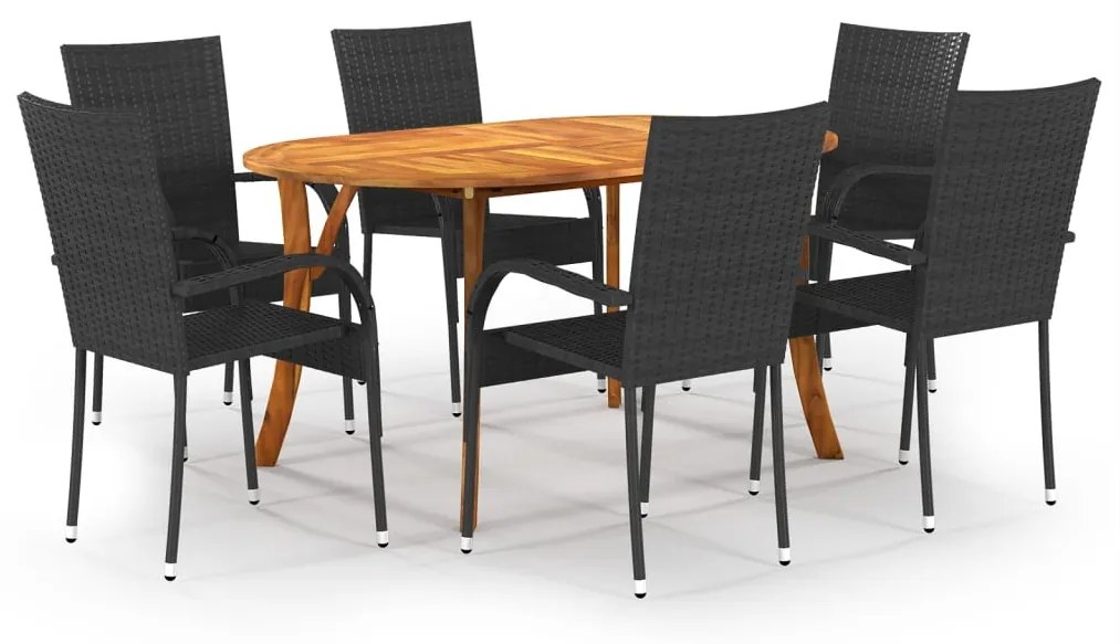 3072003 vidaXL Set mobilier de grădină, 7 piese, negru