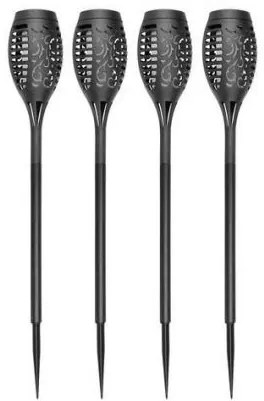 Lampa solara pentru gradina, tip faclie, 12 LED, set 4 buc, 7x51 cm, Isotrade