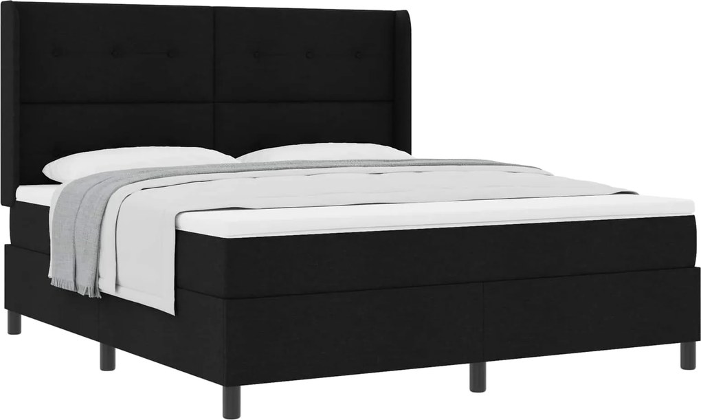 vidaXL Pat cu arcuri cu saltea Negru 200 x 180 cm țesătură