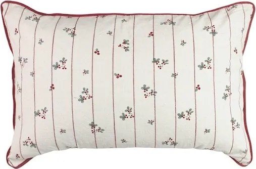 Față de pernă din bumbac organic, alb cu motive florale roșii, 40 × 60 cm, „Gerd"