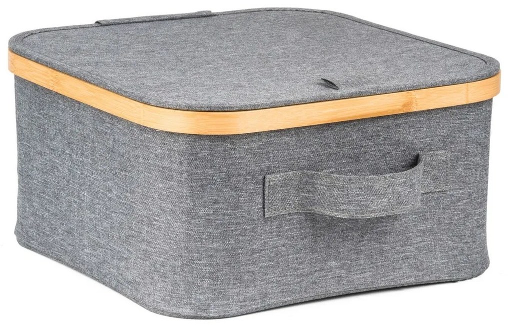 Cutie de depozitare G21 30 x 30 x 15 cm, dinbambus cu capac, gri