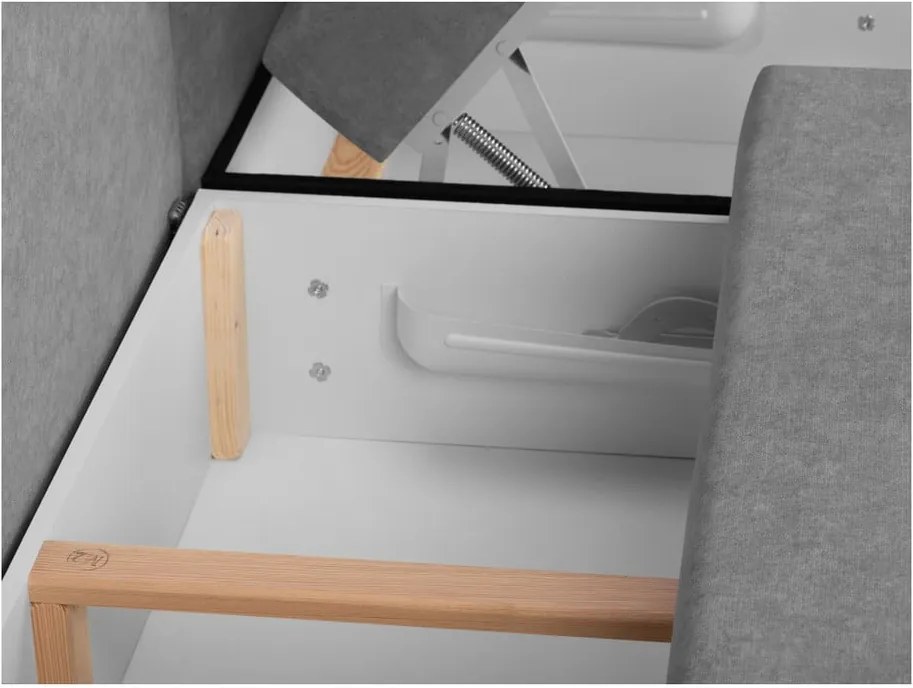 Colțar extensibil variabil cu spațiu pentru depozitare Melart Louise, gri deschis