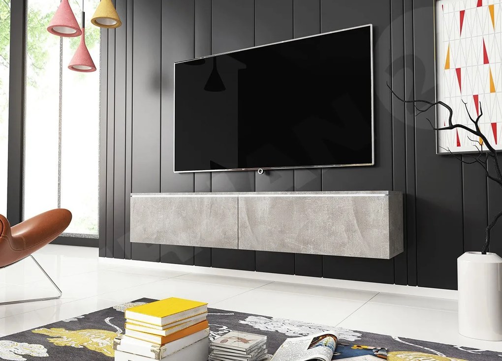 Masă TV/Dulap Dilune 140 (beton smart) (iluminat LED Alb). 1053729