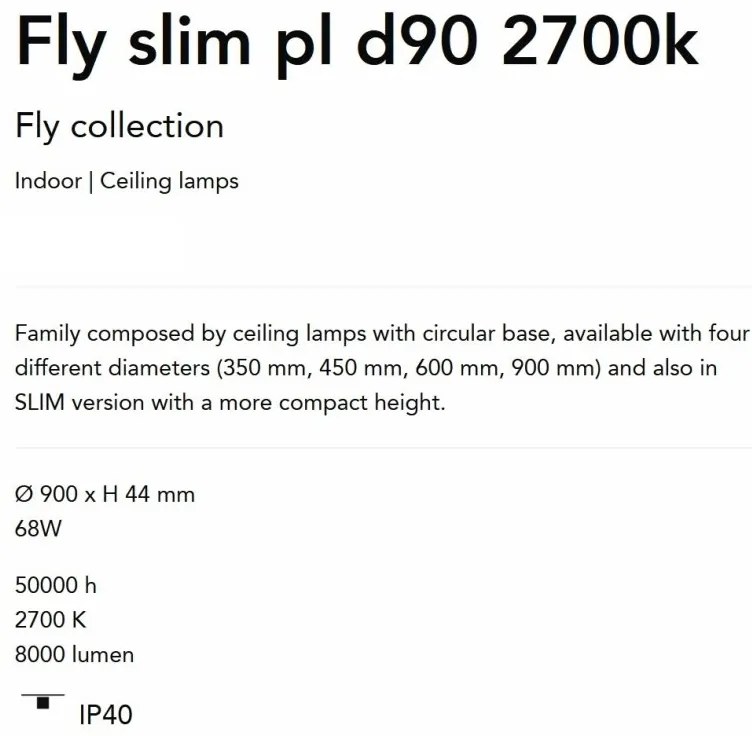 Plafoniera LED XXL moderna Fly slim pl d90 2700k