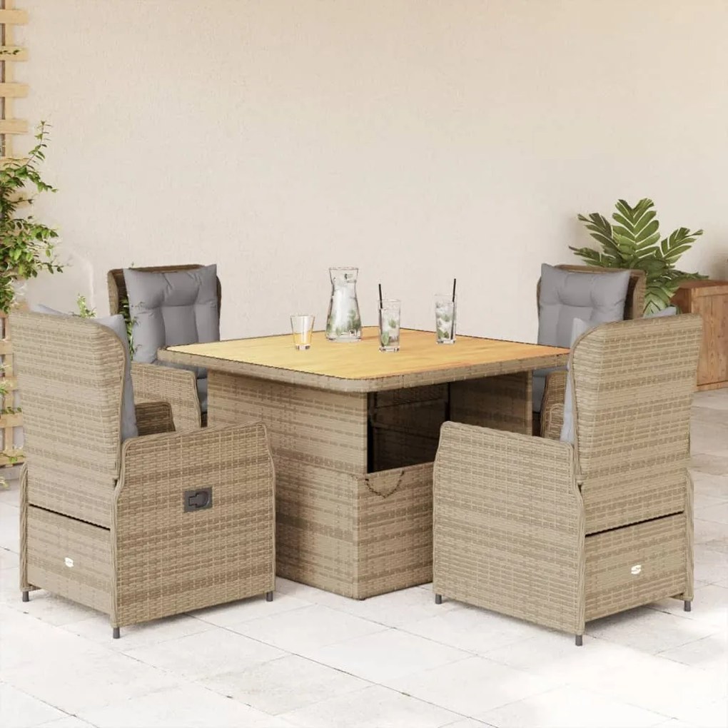 3262773 vidaXL Set mobilier de grădină cu perne, 5 piese, bej, poliratan