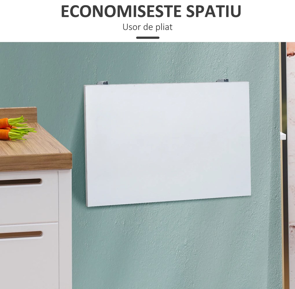 Masuta de perete rabatabila HOMCOM, din MDF pentru Studio, Bucatarie, 60x40x20cm | Aosom Romania