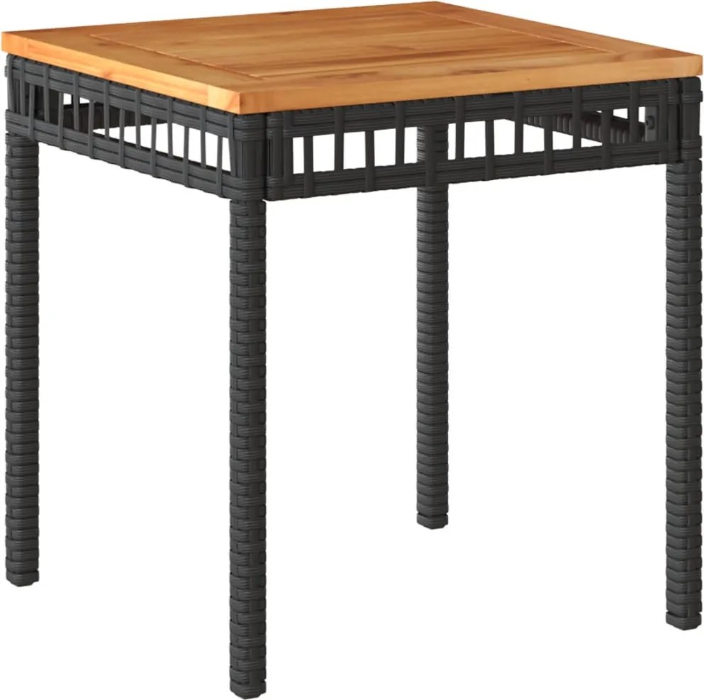 vidaXL Masă de grădină, negru, 38x38x42 cm, poliratan și lemn acacia