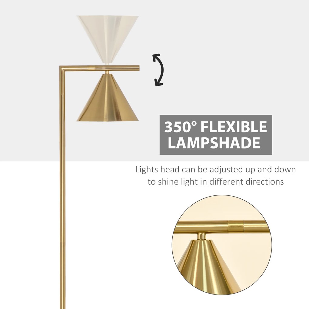 Lampa de podea, abajur reglabil, 31x26x153 cm aurie HOMCOM | Aosom RO