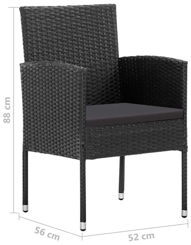 Set mobilier de gradina, 3 piese, negru Negru, 3