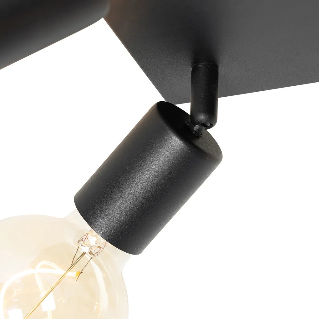 Spotlight modern negru pătrat cu 4 lumini - Facil
