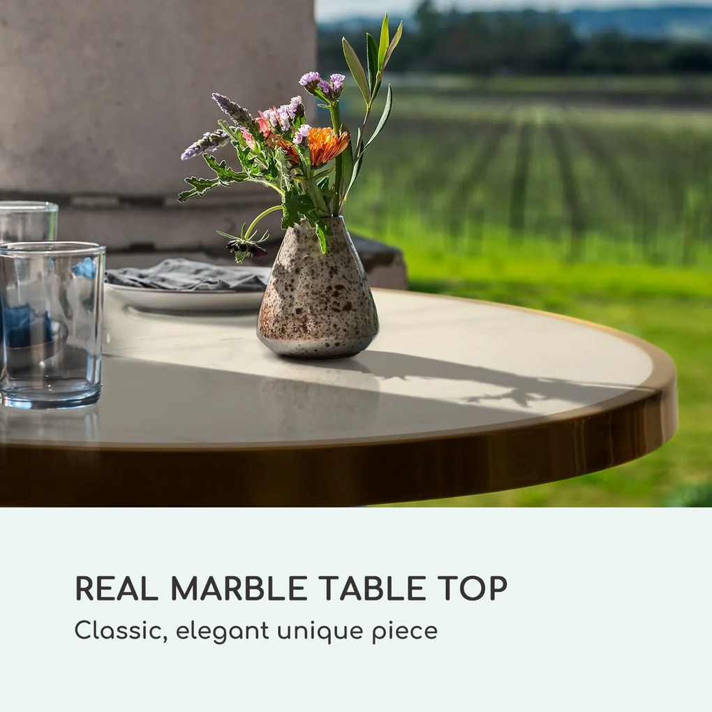 Patras Lux, masă bistro cu bază cu trei picioare, masă din marmură, Ø: 57,5 cm, înălțime: 72 cm