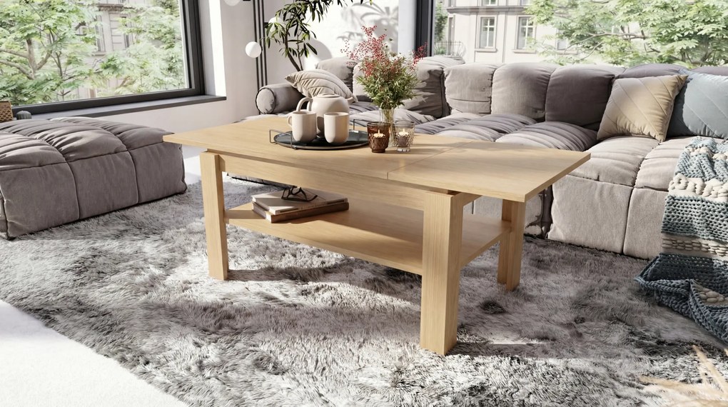 Mazzoni ASTI-R Stejar Oasis – MASĂ/MĂSUȚĂ CAFEA MODERNĂ CU BLAT EXTENSIBIL