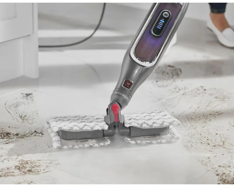Mop curatare cu aburi Shark S6003EU, 1200W, 0,35 L, 3 setari, Tehnologie Klick'n Flip, Steam Blaster, Lavete mop Dirt Grip, Gri/Violet