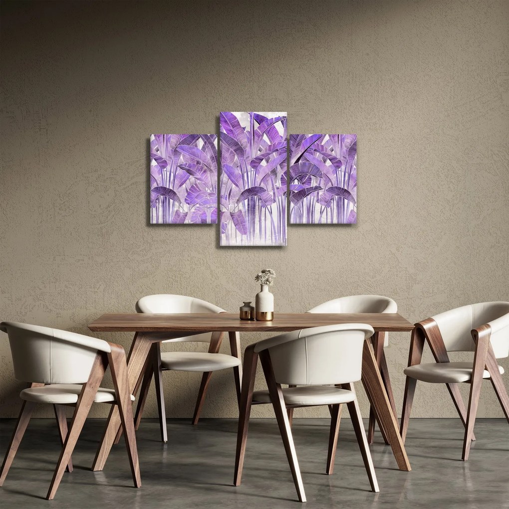 Tablou - Frunze violet în tencuială (90x60 cm)