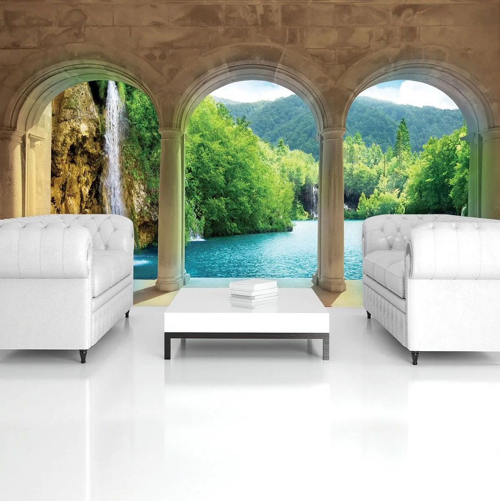 Fototapet - Peisaj cu flori (152,5x104 cm)