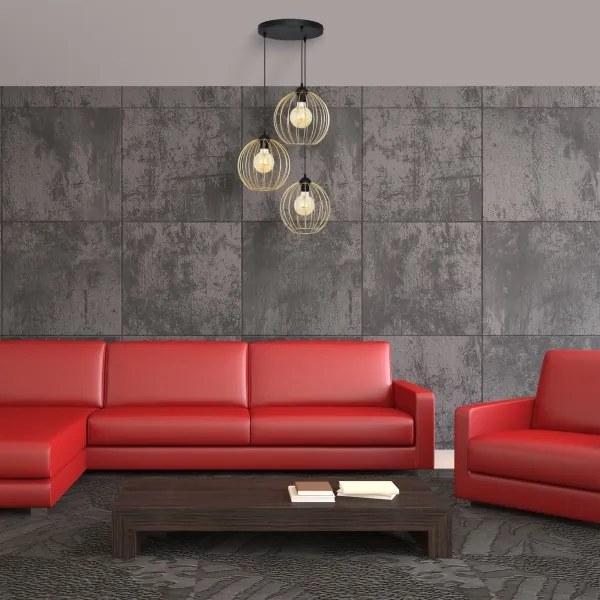 Lustră pe cablu MERCURE 3xE27/15W/230V auriu/negru