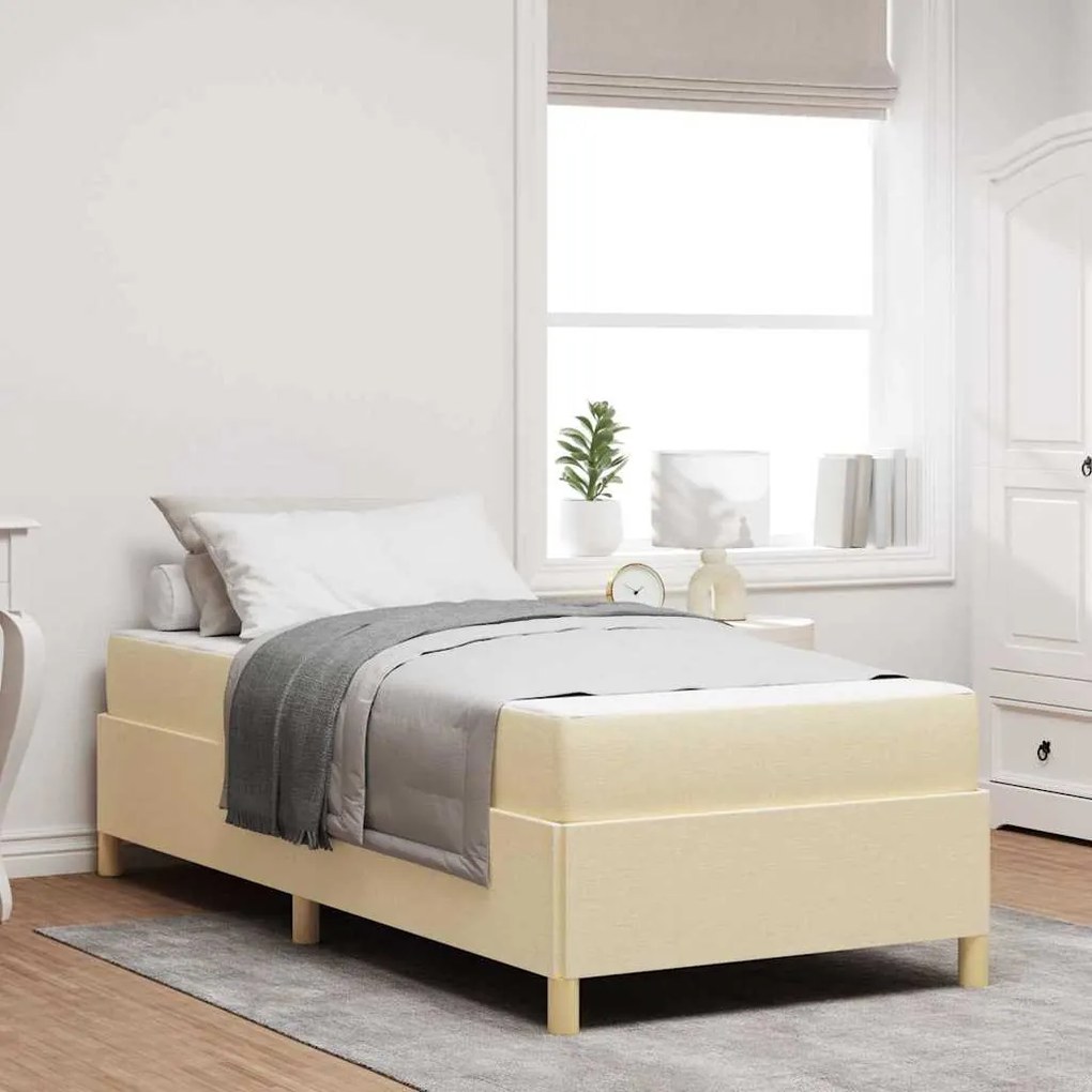 vidaXL Pat cu arcuri Altele Alb și crem 90 x 190 cm țesătură