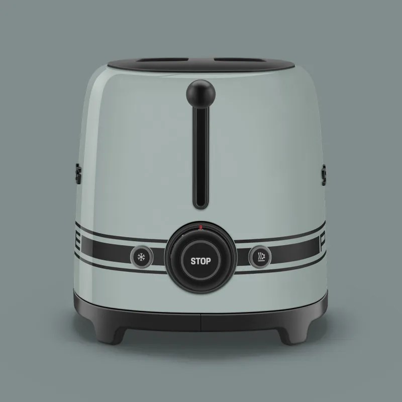 Prajitor de paine SMEG 50's Style Porsche TSF01PSGEU, 950 W, 2 felii, 6 trepte, Tava pentru firimituri, Cablu integrat, Otel inoxidabil, Verde