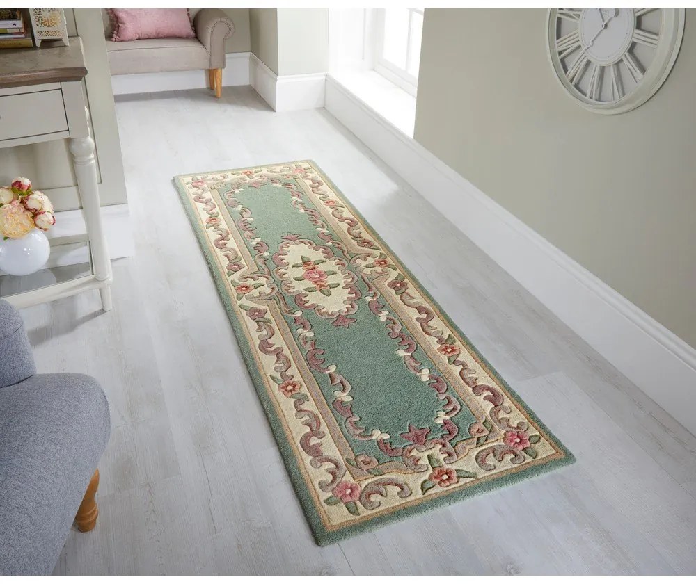 Covor din lână Flair Rugs Aubusson, 67 x 210 cm, verde