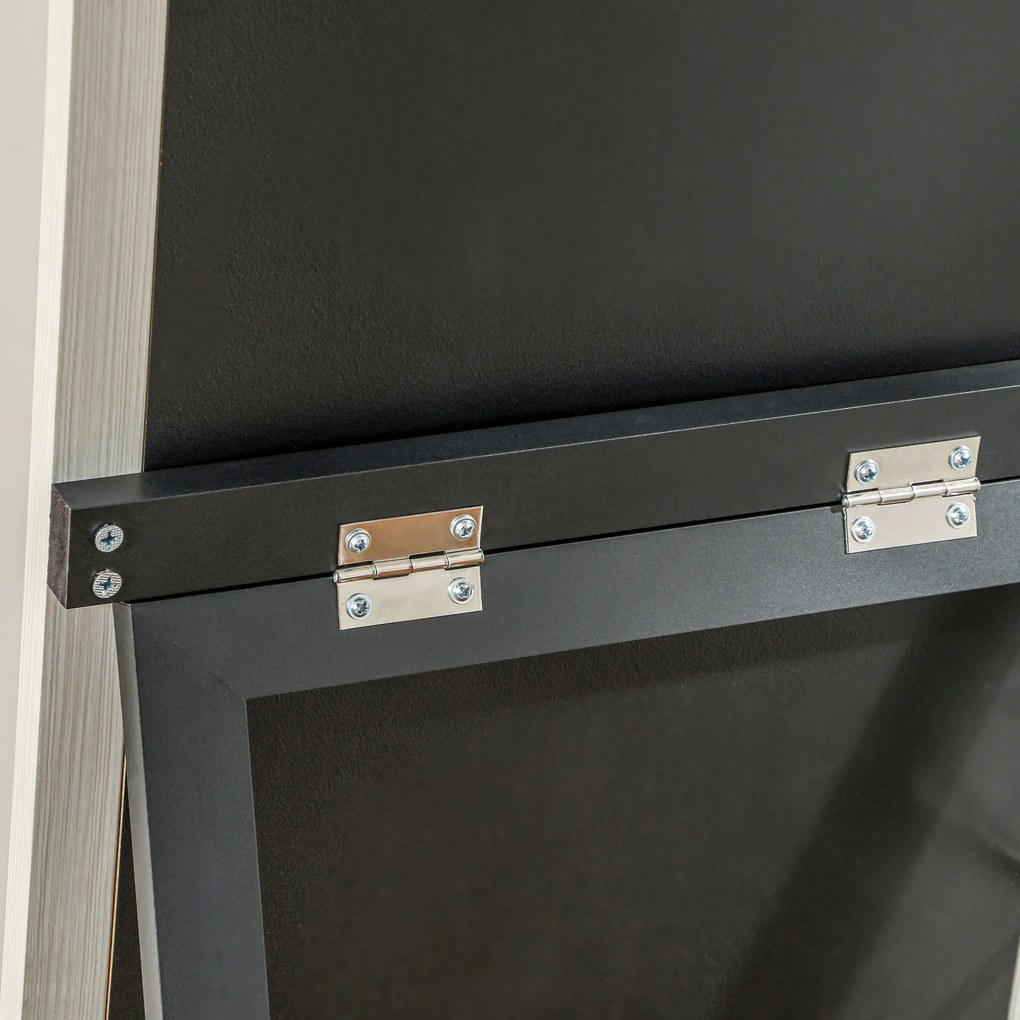 HOMCOM Oglindă de podea lungime întreagă oglindă pe suport cu ramă cu efect lemn, montare pe sol, suspendată, sprijinită, 157 x 37 cm alb | Aosom Romania