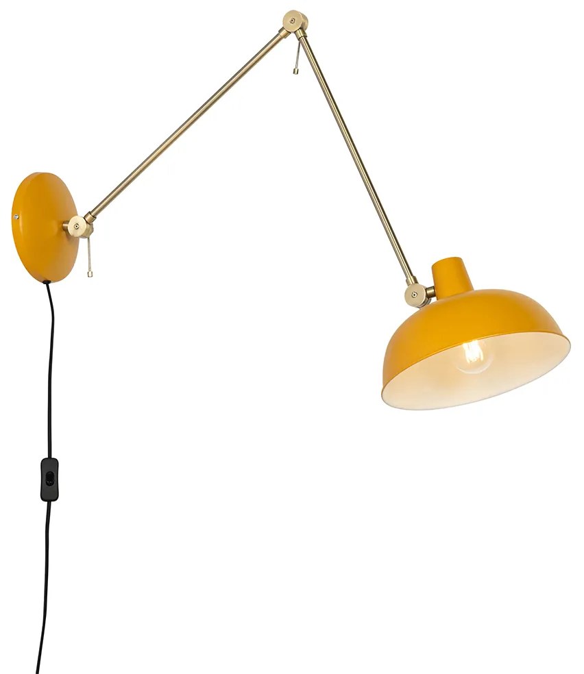 Lampă de perete retro oțel galben cu bronz - Milou