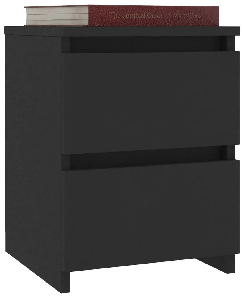 Noptiera, 2 buc., negru, 30 x 30 x 40 cm, PAL