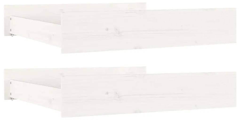 814975 vidaXL Sertare pentru pat, 2 buc., alb, lemn masiv de pin