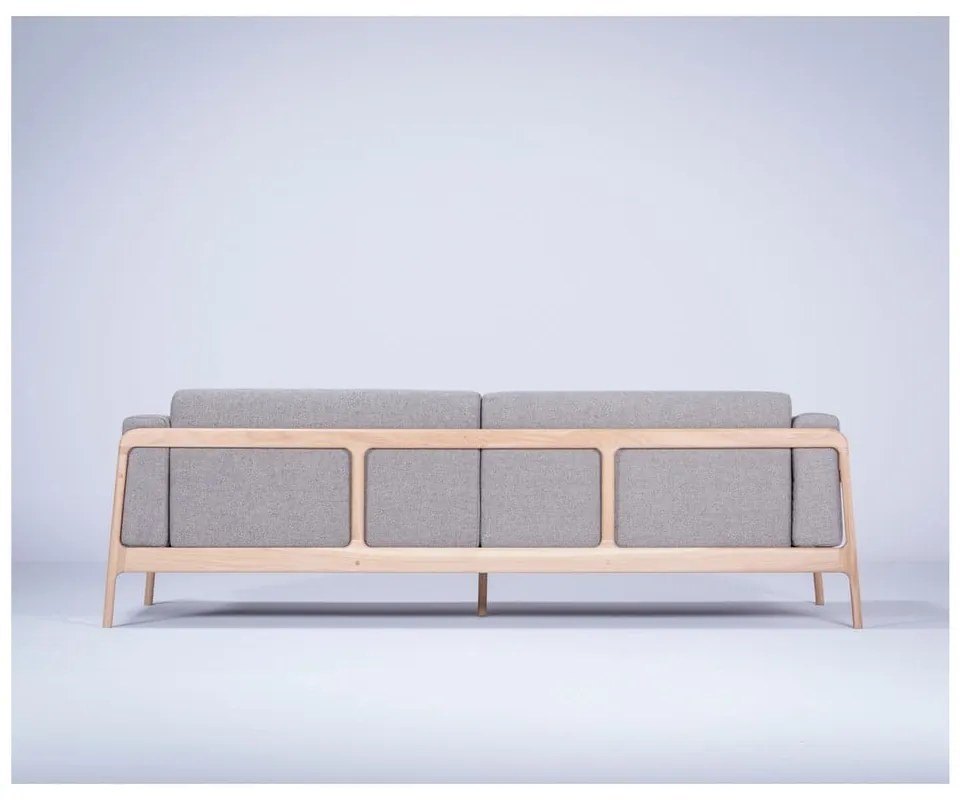 Canapea cu structură din lemn de stejar Gazzda Fawn Plus, 240 cm, gri