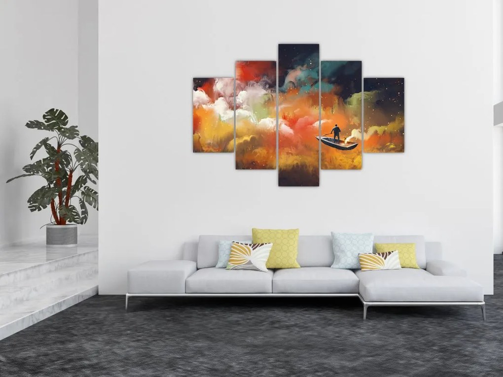 Tablou - Om navigând prin spațiu (150x105 cm)