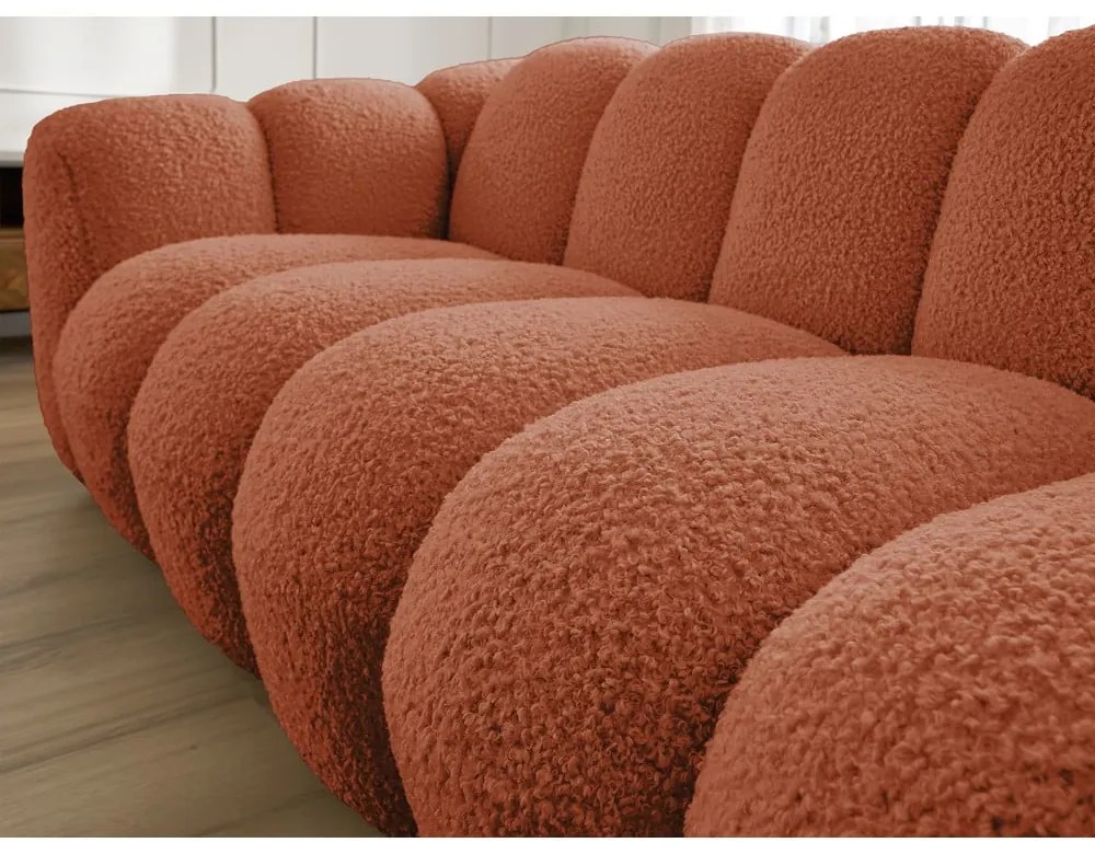 Canapea cărămizie cu tapițerie din țesătură bouclé 232 cm Hippolyte – Bobochic Paris