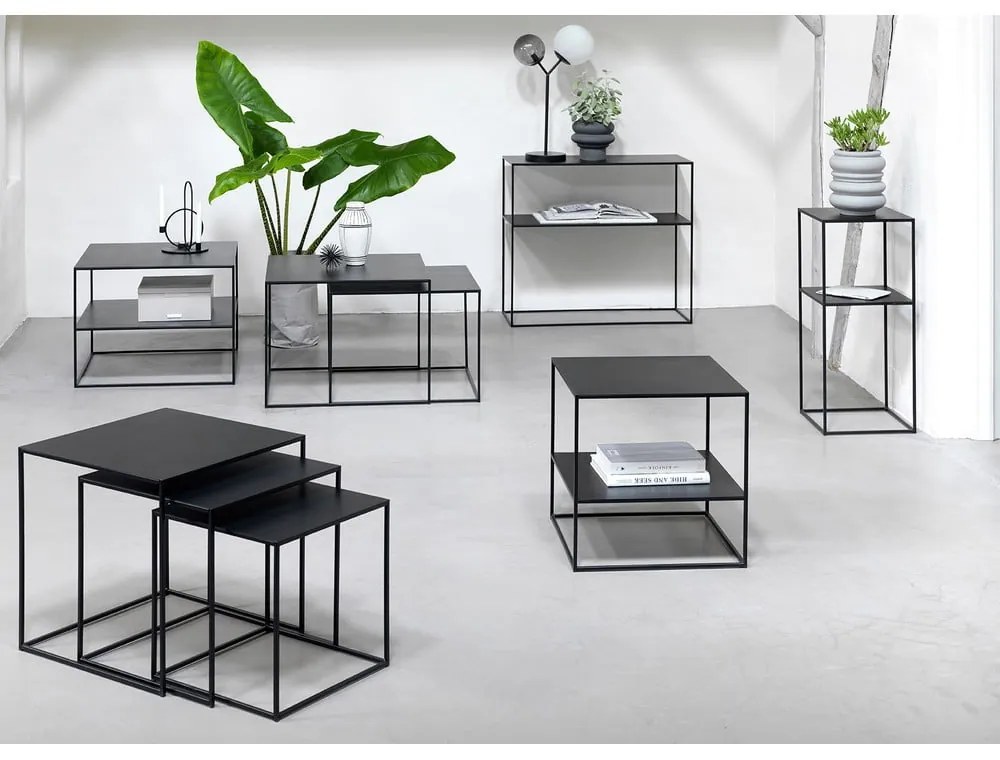 Masă consolă neagră din metal 35x90 cm Pebble – Unique Furniture