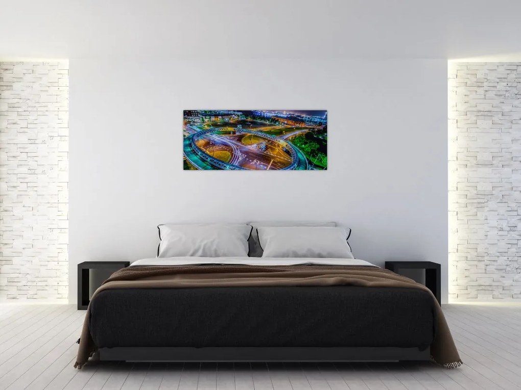 Tablou panorama orașului nocturn (120x50 cm)