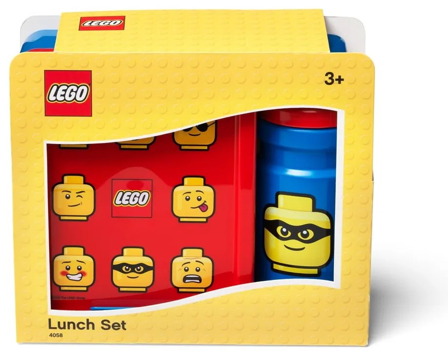 Set caserolă pentru gustări și sticlă LEGO® Iconic, roșu-albastru