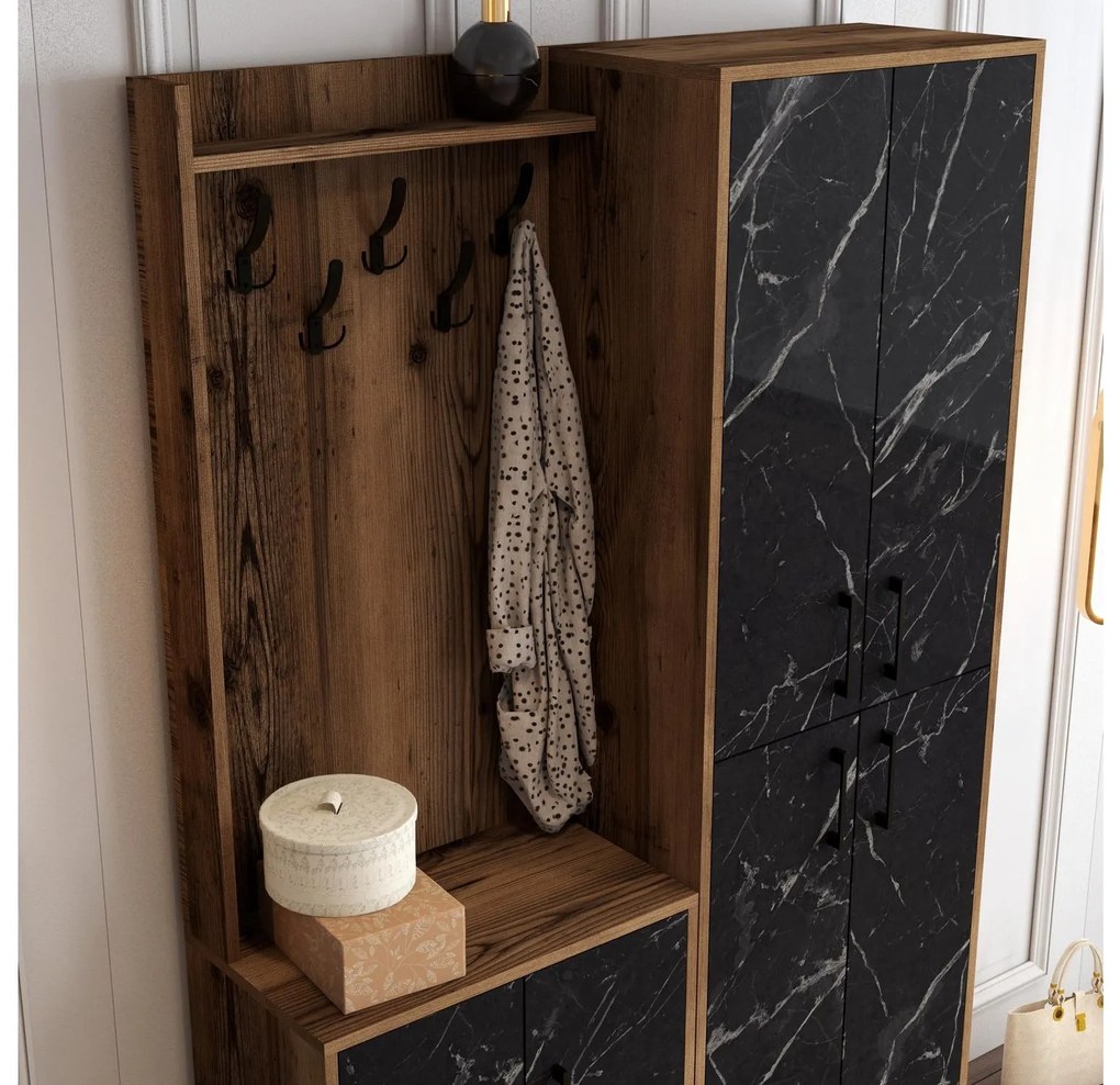 Mobilier hol Betina BA (Nuc + Negru). 1088300