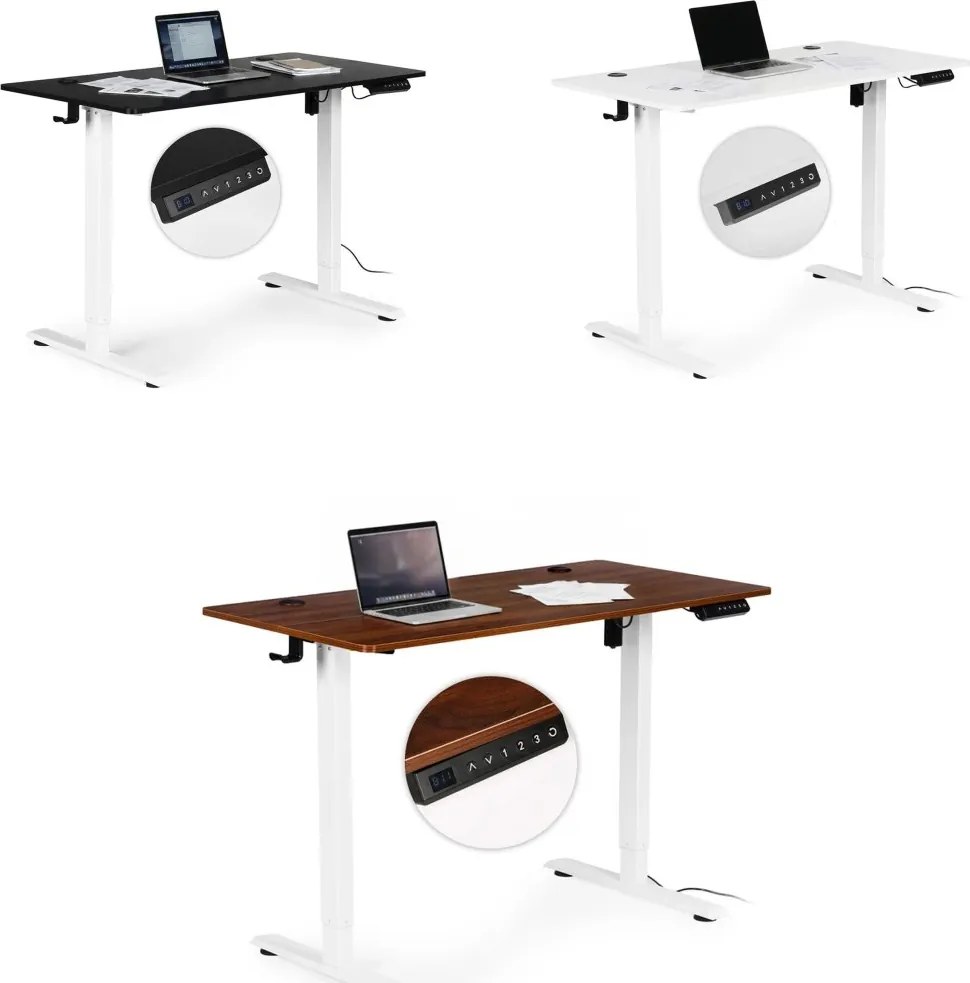 Masă de lucru electrică reglabilă pe înălțime cu picioare albe - 120 x 60 cm Negru