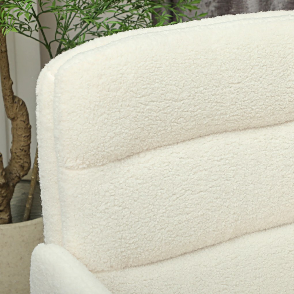 HOMCOM Scaun de birou, fotoliu de birou pivotant cu înălțime reglabilă, funcție de basculare, 61,5 x 65 x 91-101 cm, crem | Aosom Romania