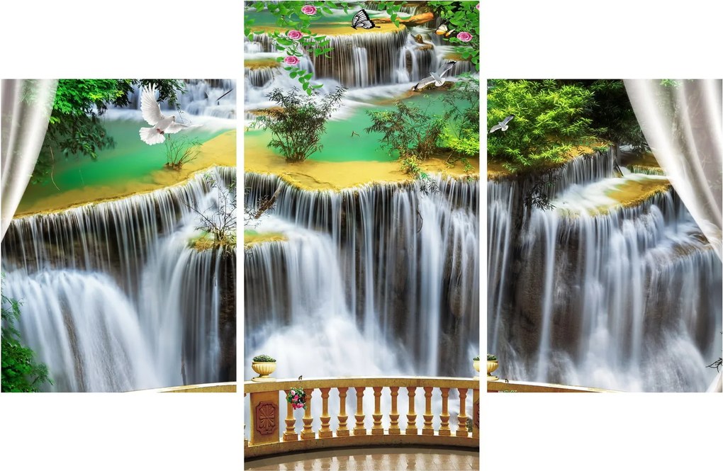 Tablou - Privire la cascade magice (90x60 cm)