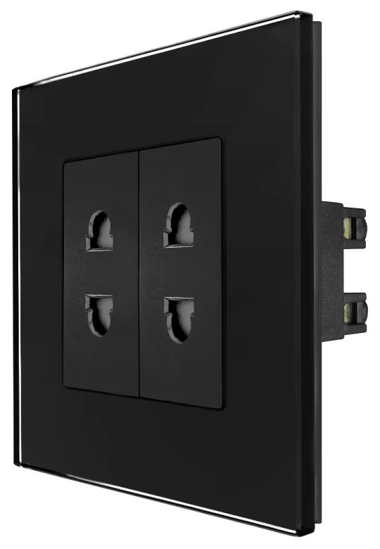 Priza Dubla cu Module Inguste cu Rama din Sticla LUXION