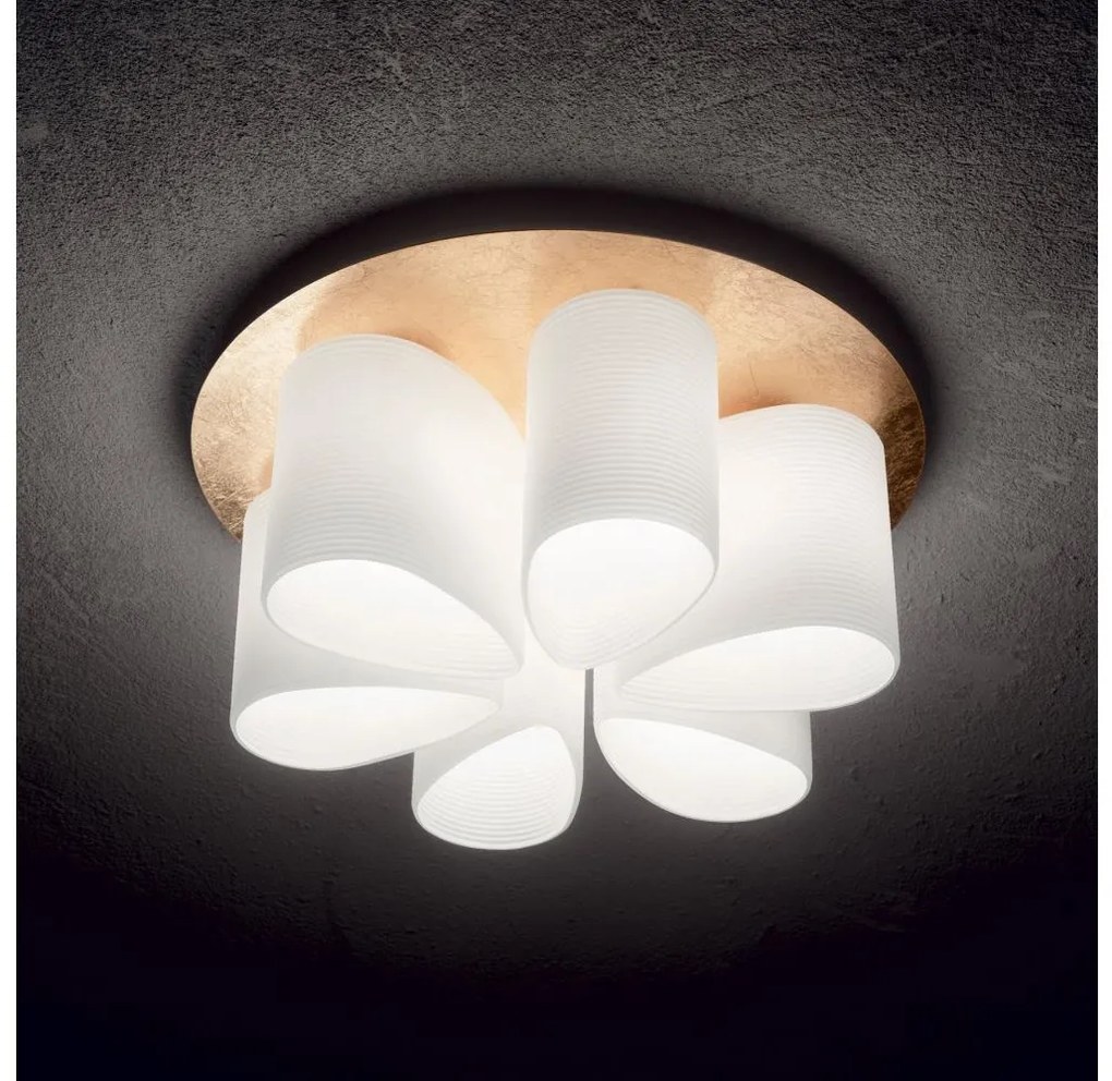 Plafonieră Ideal Lux DAISY 6xE27/52W/230V d. 60 cm auriu/alb