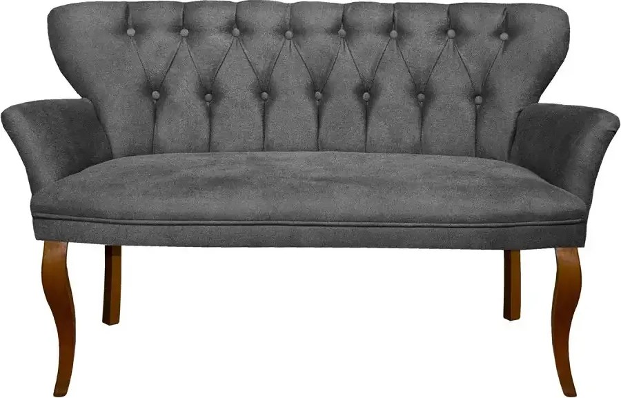 Canapea 2 locuri Cafe cu cotiera culoare gri si picioare din lemn