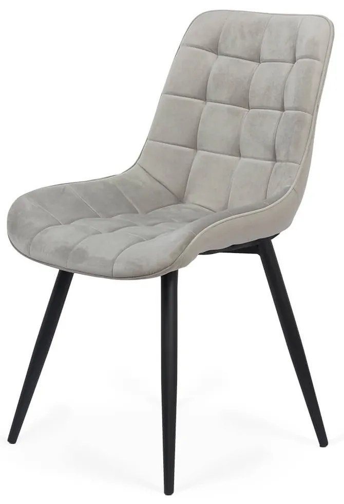 Scaun living gri deschis BUC 206 din catifea cu cadru metalic rezistent