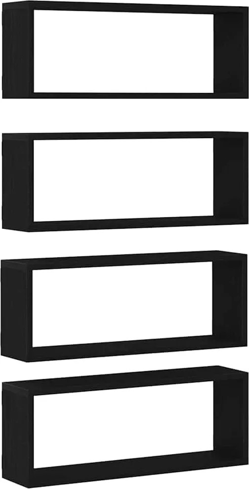 vidaXL Șemele de perete cu raft 4 pcs Stejar Negru 60 x 15 x 23 cm