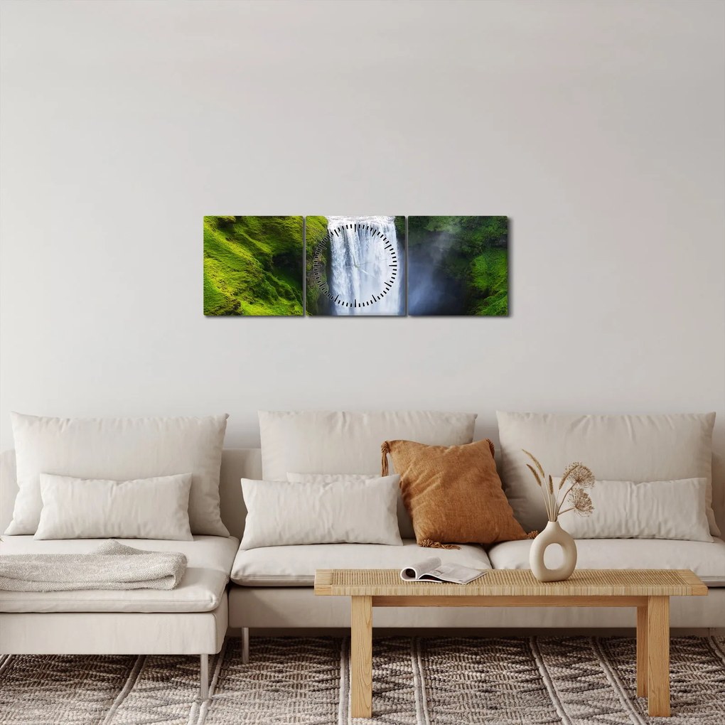 Tablou - Cascada Skogafoss (cu ceas) (90x30 cm)