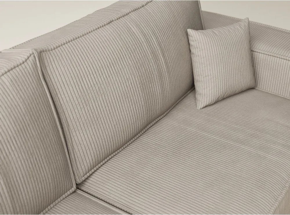 Colțar bej extensibil/cu spațiu de depozitare cu tapițerie din catifea reiată (cu colț pe partea stângă/în formă de ”L”) Tonga – Maison de Rêve
