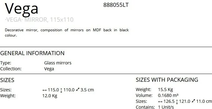 Oglinda decorativa design modern Vega 115x110cm