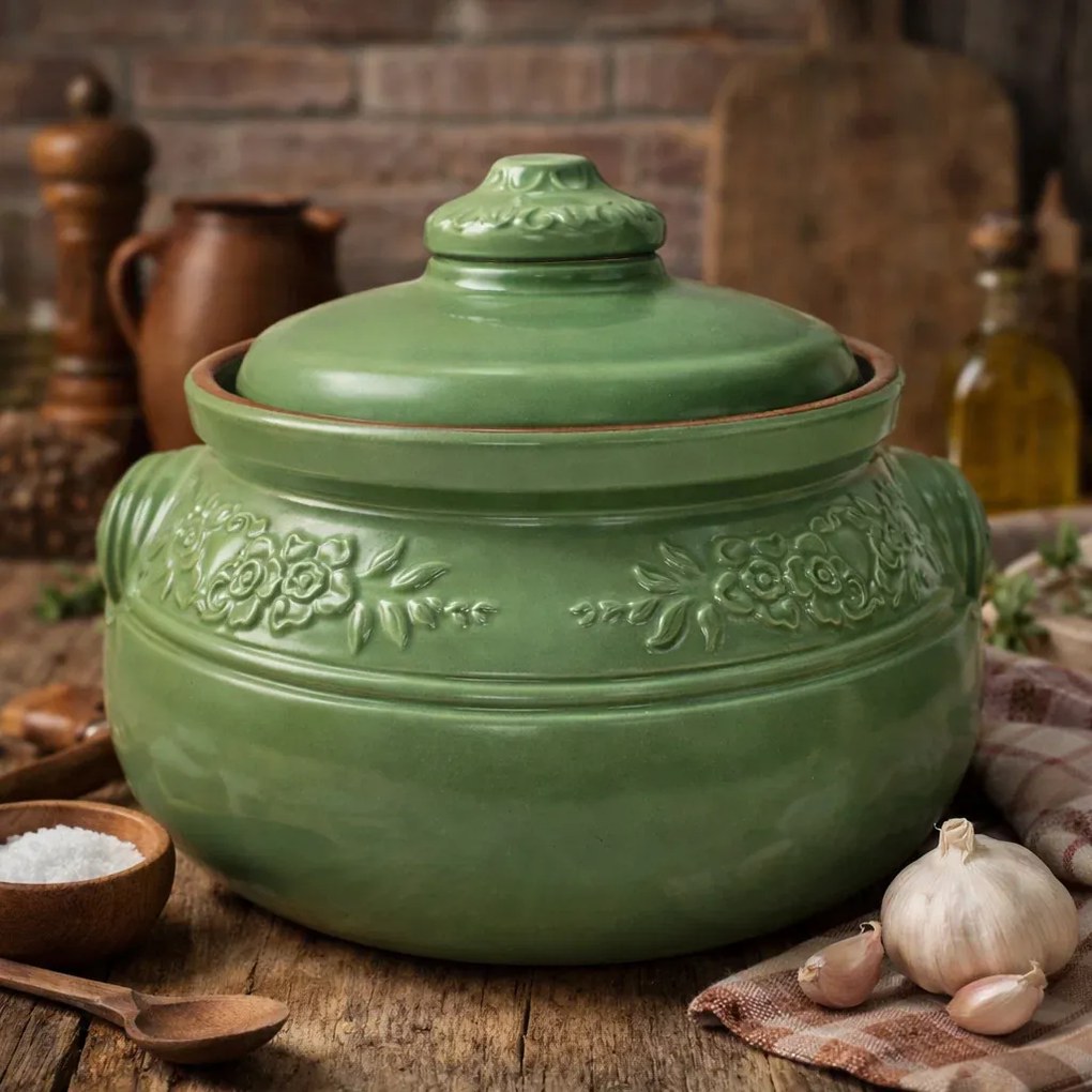 Oala din Lut Glazurata pentru Sarmale si Friptura ,   6 Litri