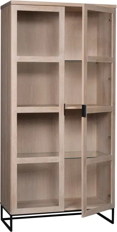 Vitrină în culoare naturală din lemn masiv de stejar 95x195 cm Everett - Rowico