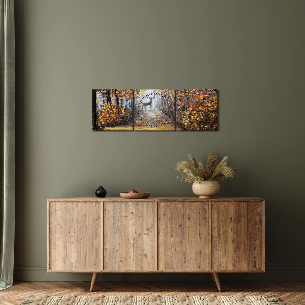 Tablou - Spiritul pădurii (cu ceas) (90x30 cm)